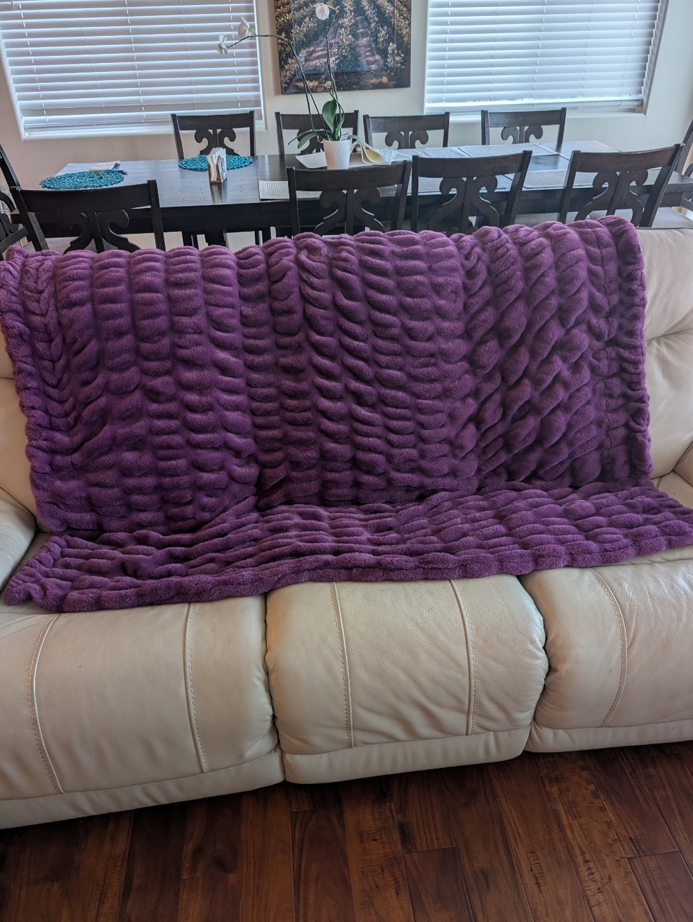 Minky Couture Plush Ribbed Throw Blanket - Purple